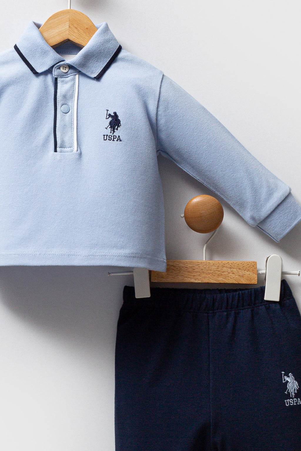U.S. Polo Assn. Set doua piese cu logo discret, Albastru