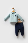 U.S. Polo Assn. Set doua piese cu logo discret, Albastru