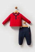 U.S. Polo Assn. Set doua piese cu logo discret, Rosu