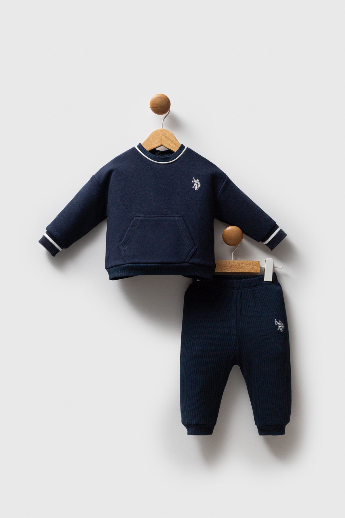 U.S. Polo Assn. Set doua piese cu logo discret, Bleumarin