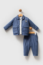 U.S. Polo Assn. Set trei piese cu bluza, pantaloni si jacheta, Albastru