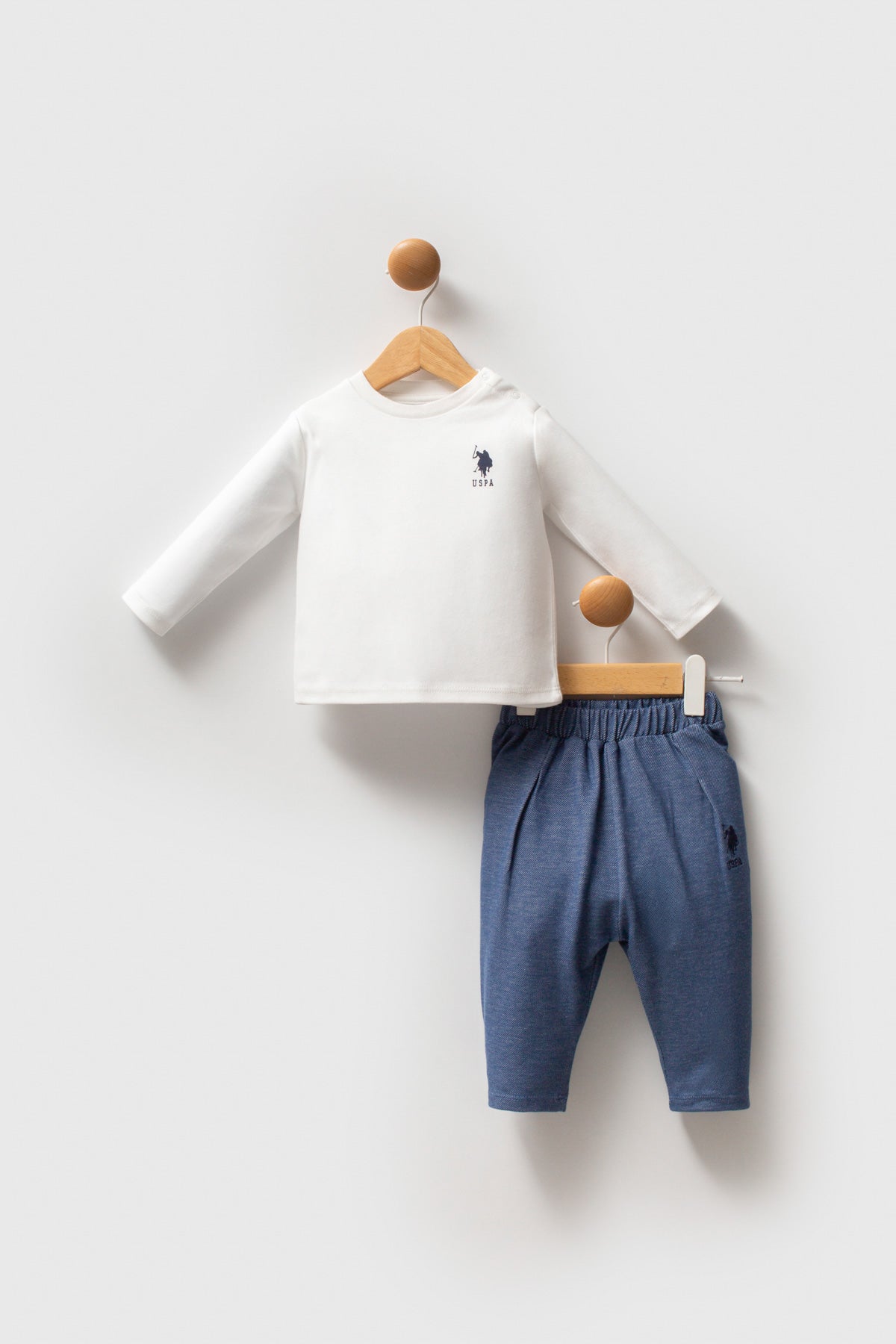 U.S. Polo Assn. Set trei piese cu bluza, pantaloni si jacheta, Albastru
