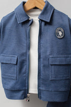 U.S. Polo Assn. Set trei piese cu bluza, pantaloni si jacheta, Albastru