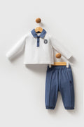 U.S. Polo Assn. Set doua piese cu logo discret, Alb