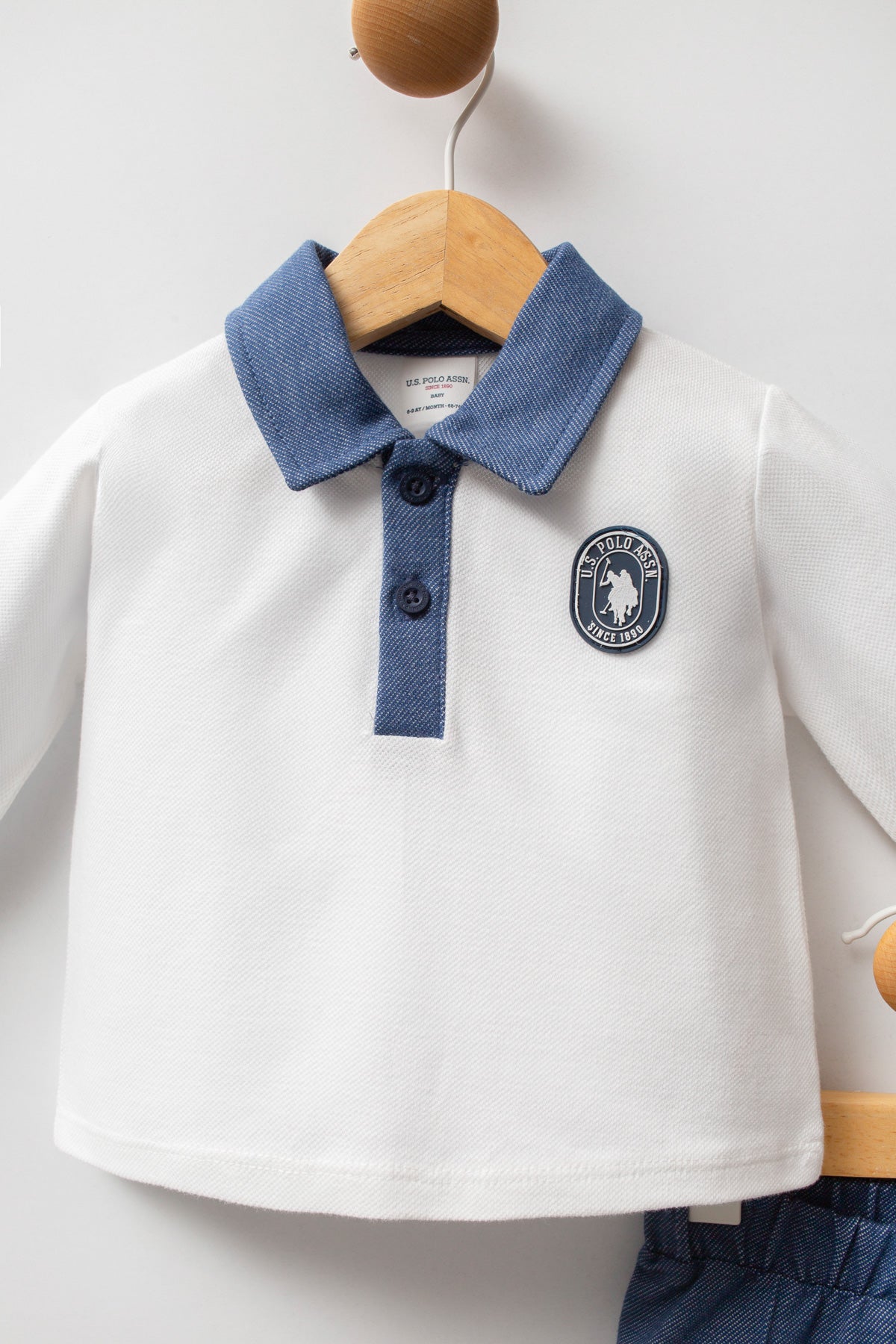 U.S. Polo Assn. Set doua piese cu logo discret, Alb