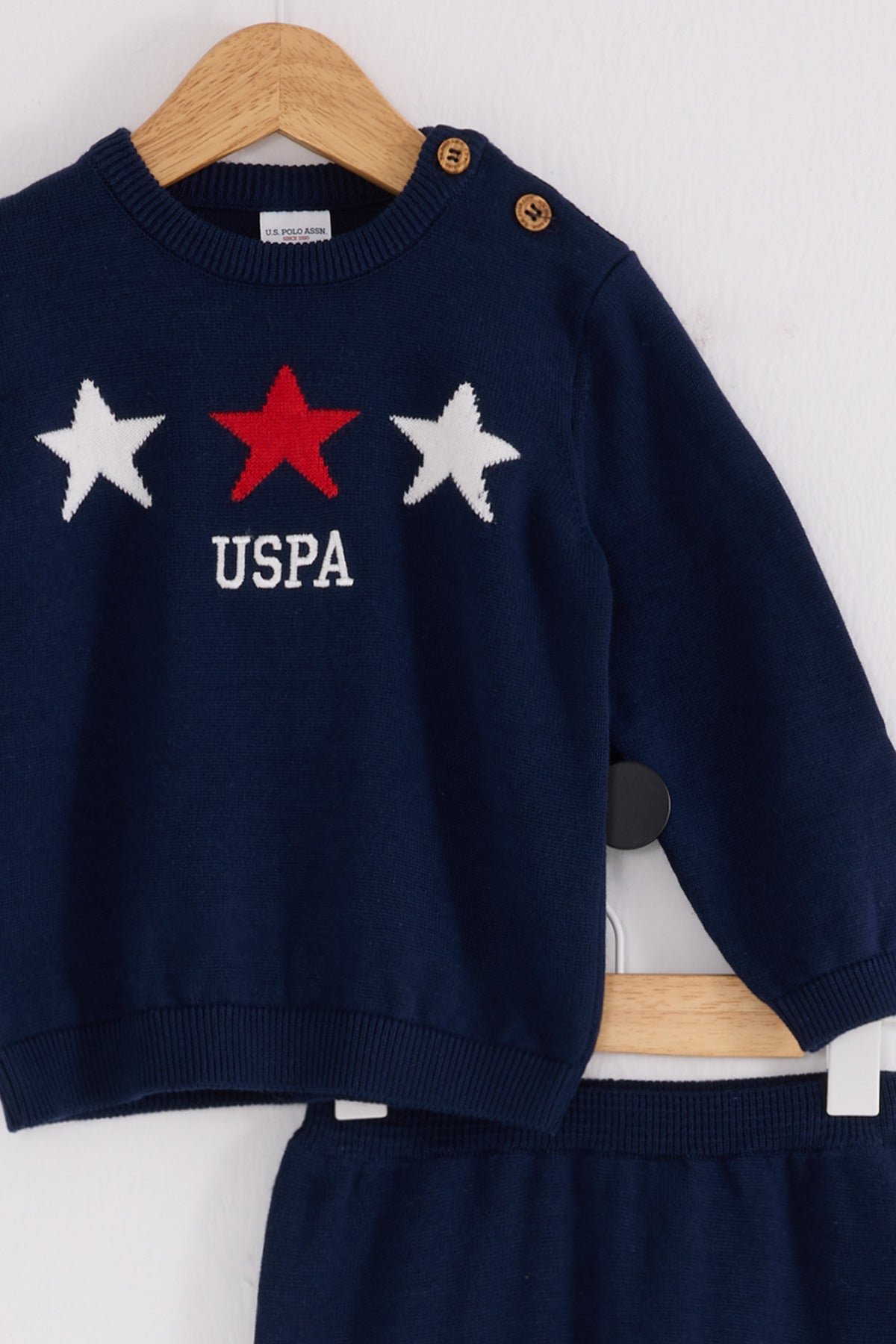 U.S. Polo Assn. Set doua piese cu logo discret, Bleumarin