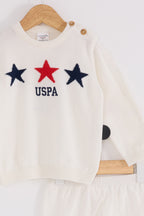 U.S. Polo Assn. Set doua piese cu logo discret, Alb