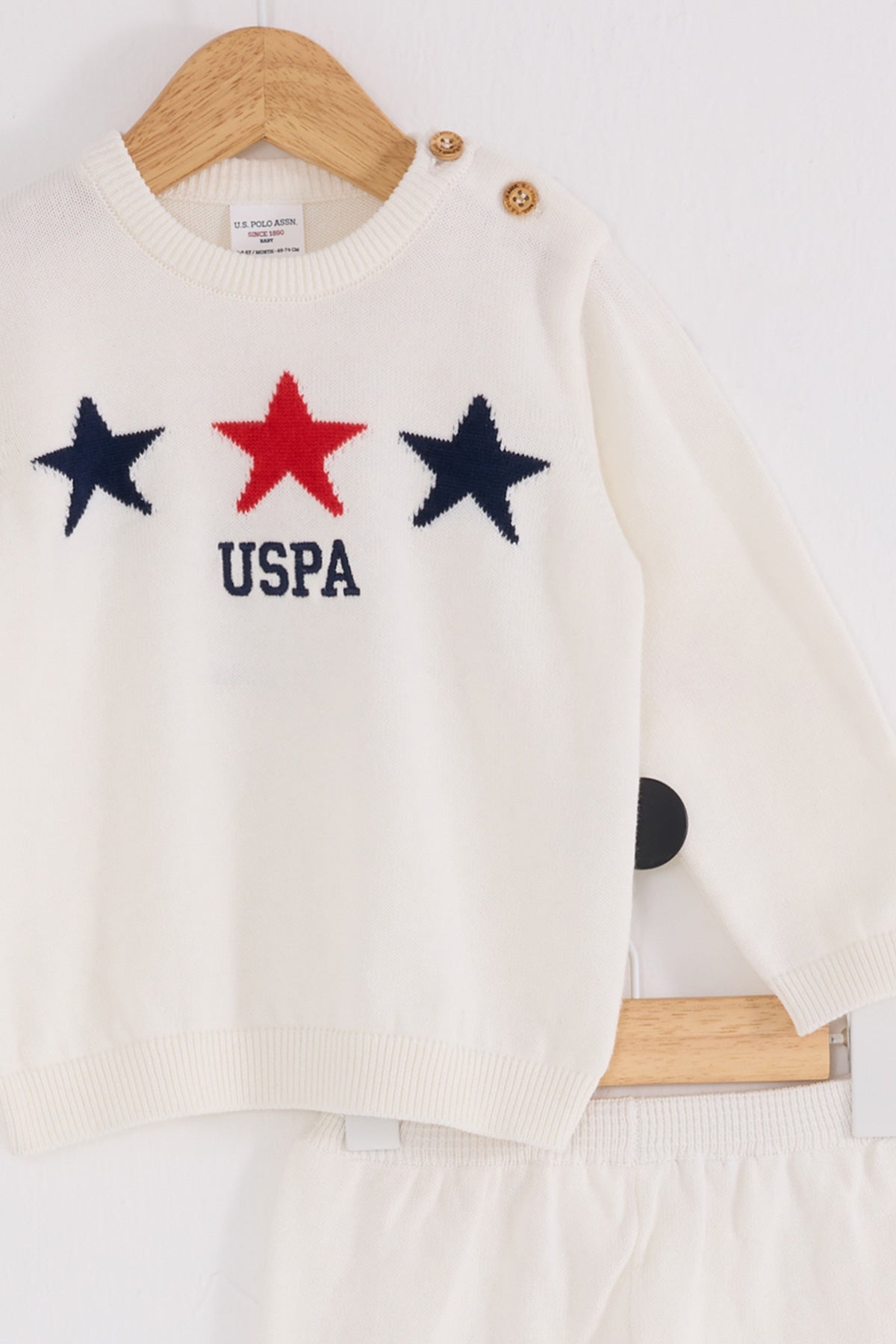 U.S. Polo Assn. Set doua piese cu logo discret, Alb