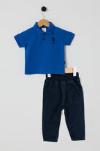 U.S. Polo Assn. Set doua piese cu logo discret, Albastru