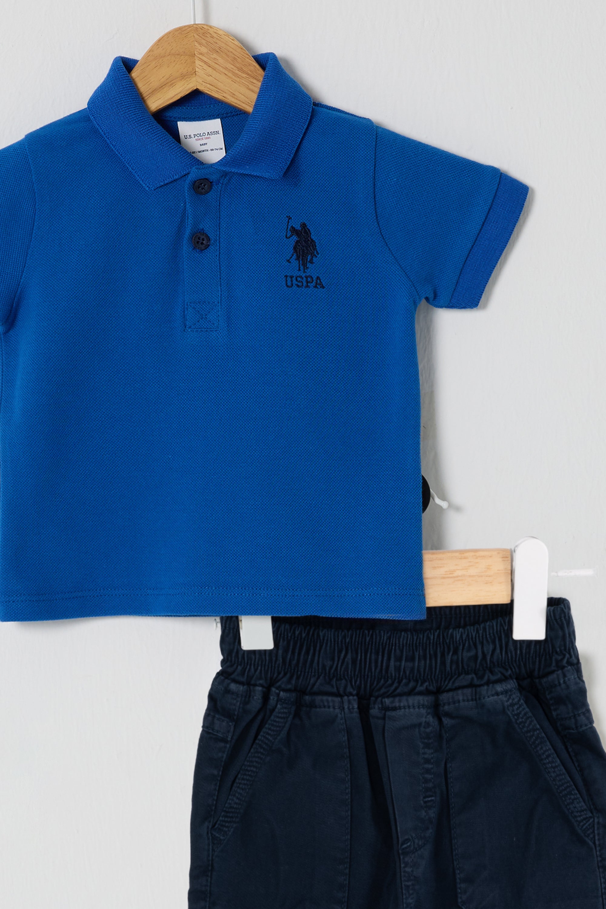 U.S. Polo Assn. Set doua piese cu logo discret, Albastru