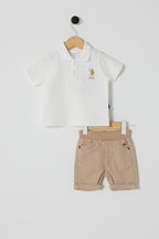 U.S. Polo Assn. Set doua piese cu logo discret, Alb