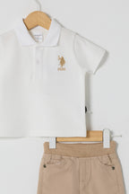 U.S. Polo Assn. Set doua piese cu logo discret, Alb