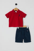 U.S. Polo Assn. Set doua piese cu logo discret, Rosu