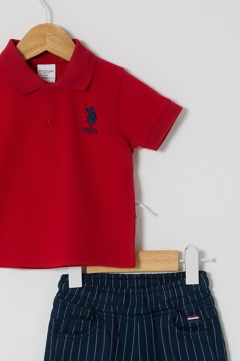 U.S. Polo Assn. Set doua piese cu logo discret, Rosu