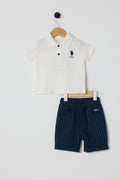 U.S. Polo Assn. Set doua piese cu logo discret, Bleumarin