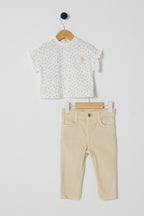 U.S. Polo Assn. Set doua piese cu logo discret, Alb