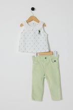 U.S. Polo Assn. Set doua piese cu logo discret, Alb