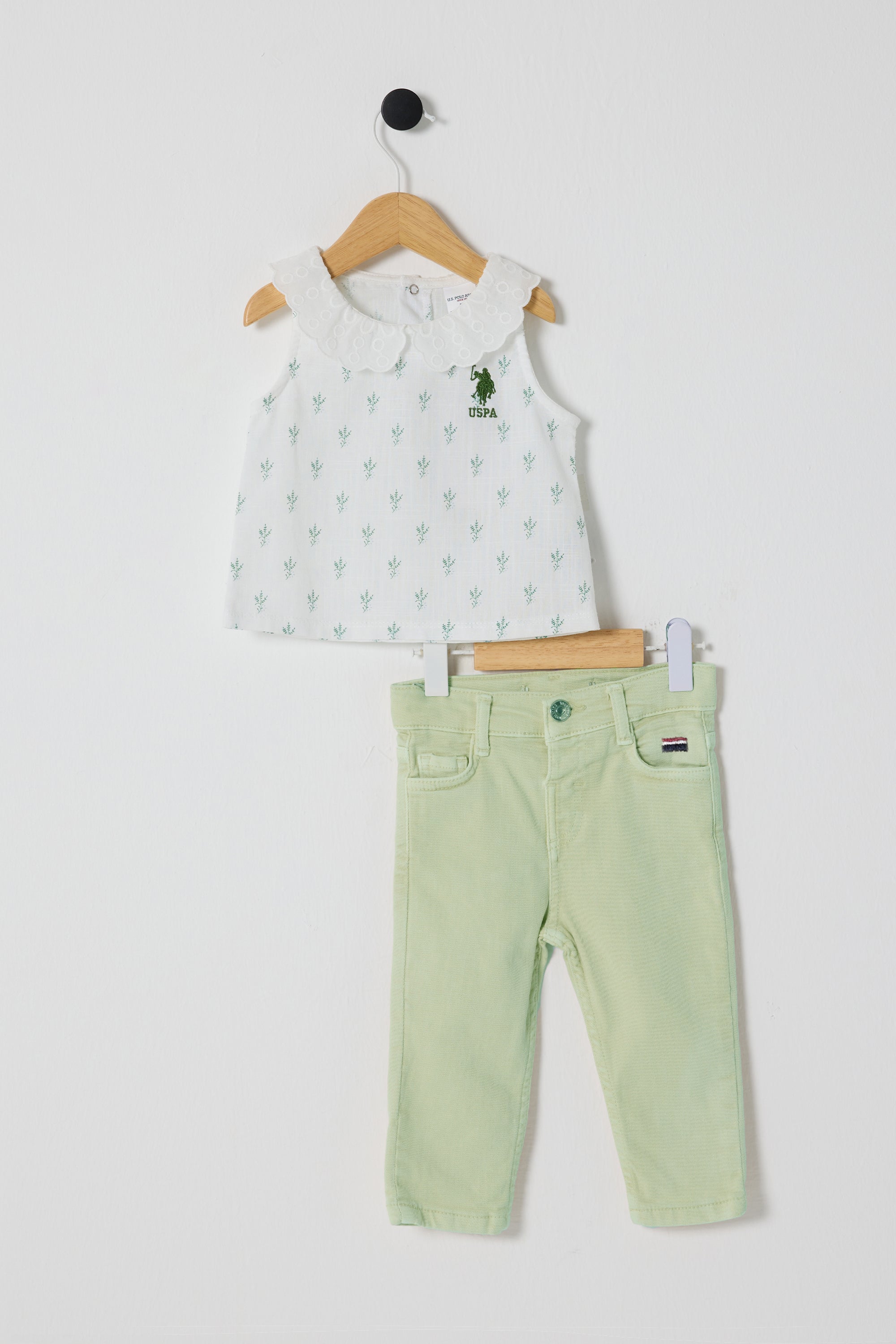 U.S. Polo Assn. Set doua piese cu logo discret, Alb