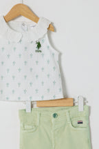 U.S. Polo Assn. Set doua piese cu logo discret, Alb