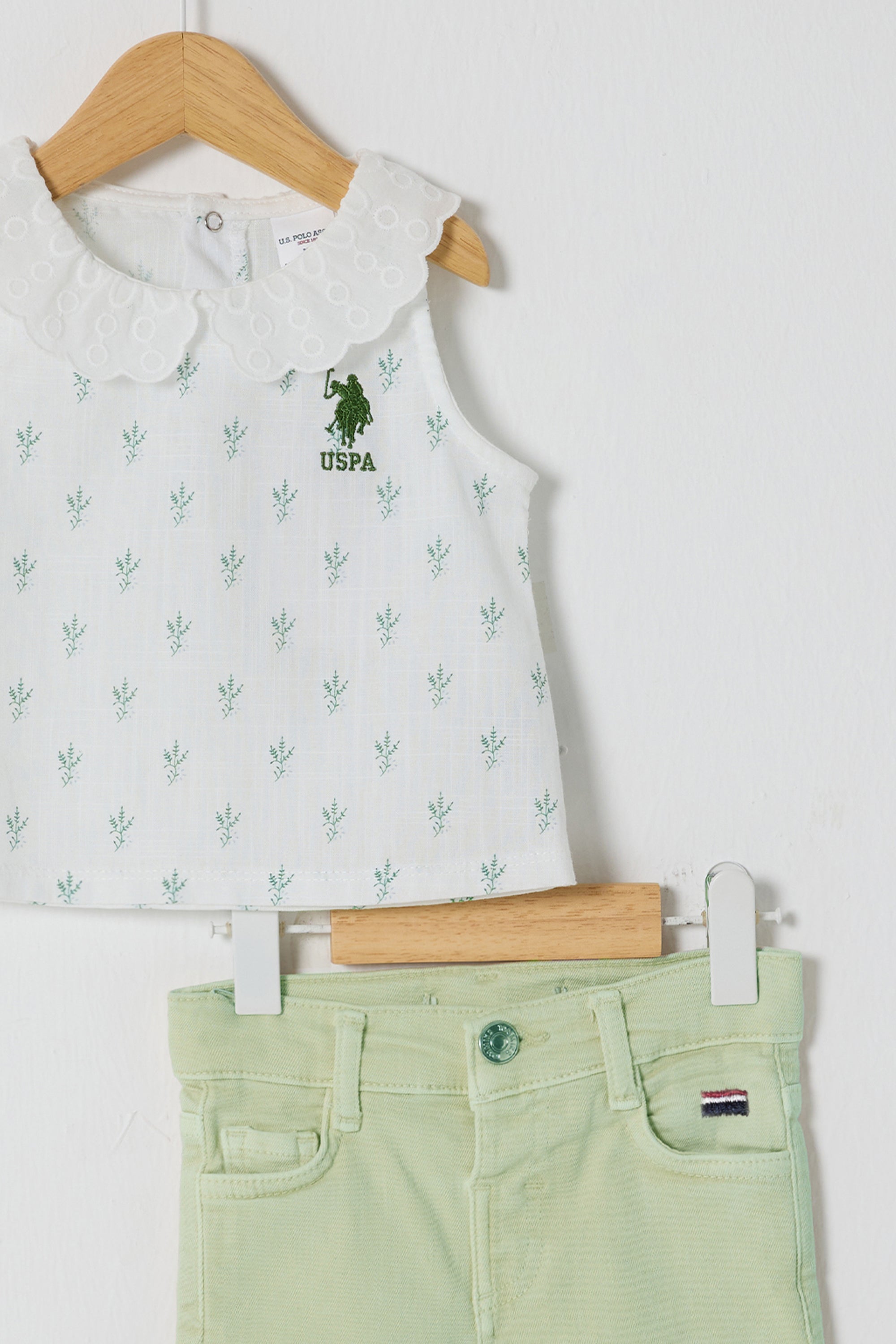U.S. Polo Assn. Set doua piese cu logo discret, Alb