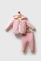 U.S. Polo Assn. Set trei piese cu hanorac, pantaloni si bluza, Roz
