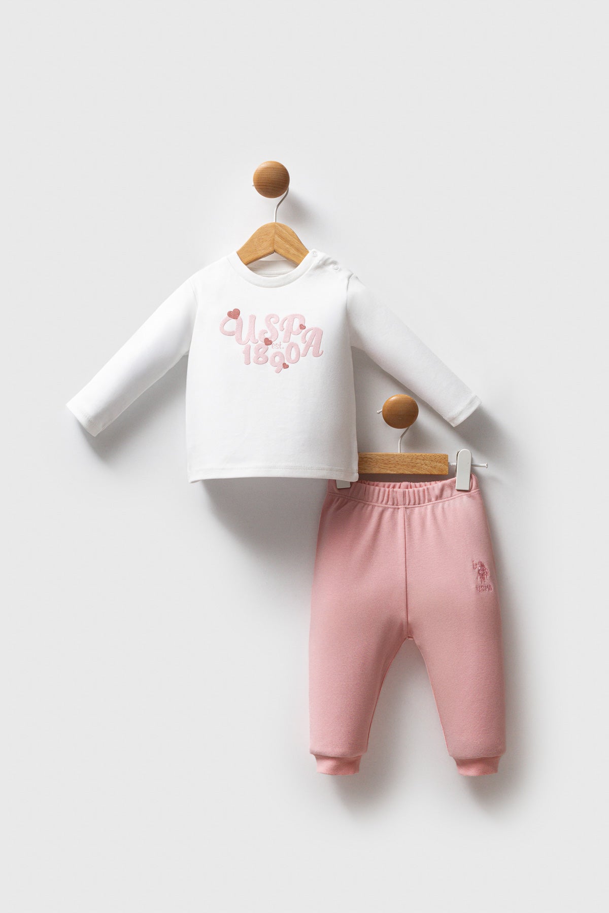 U.S. Polo Assn. Set trei piese cu hanorac, pantaloni si bluza, Roz