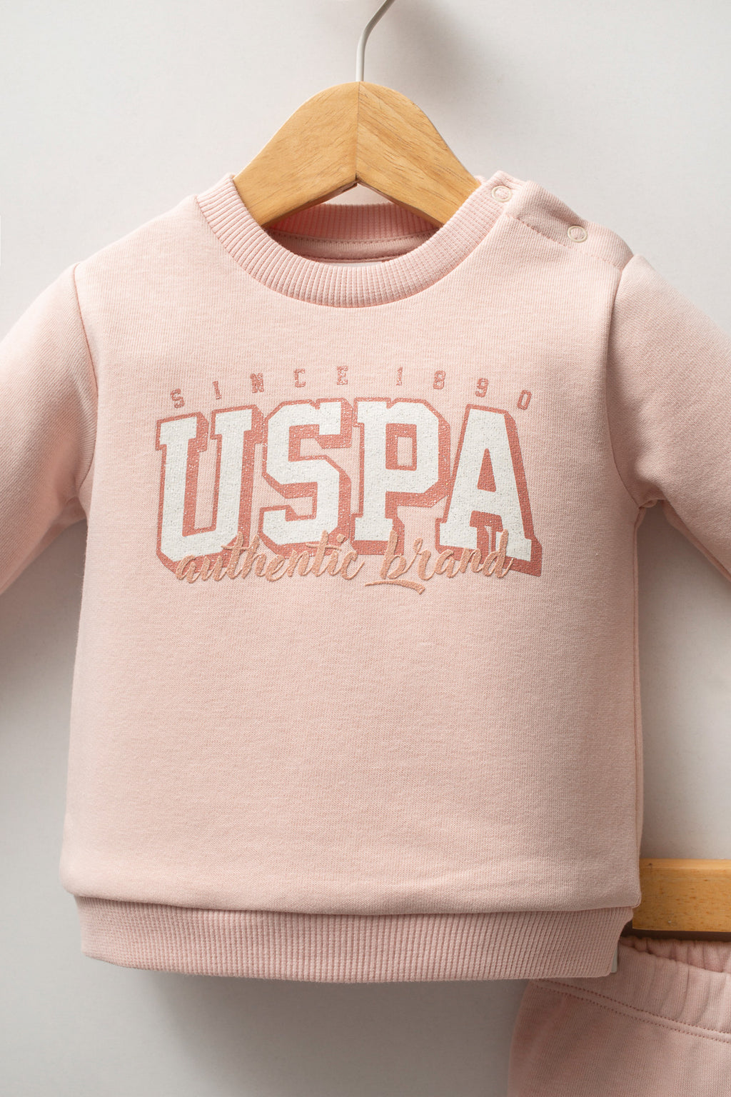 U.S. Polo Assn. Set doua piese cu logo discret, Roz