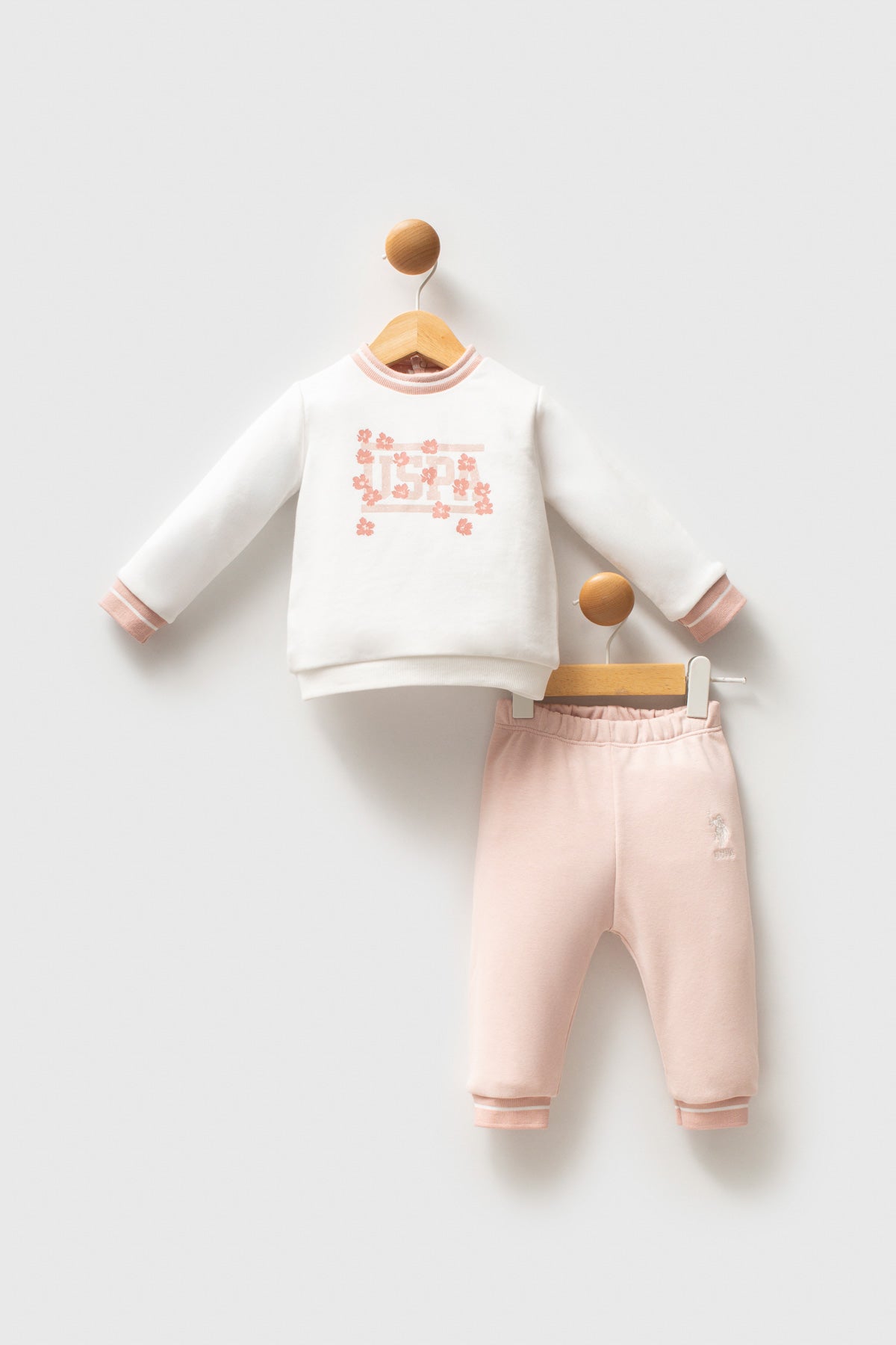 U.S. Polo Assn. Set doua piese cu logo discret, Alb