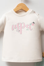 U.S. Polo Assn. Set trei piese cu hanorac, bluza si pantaloni, Alb