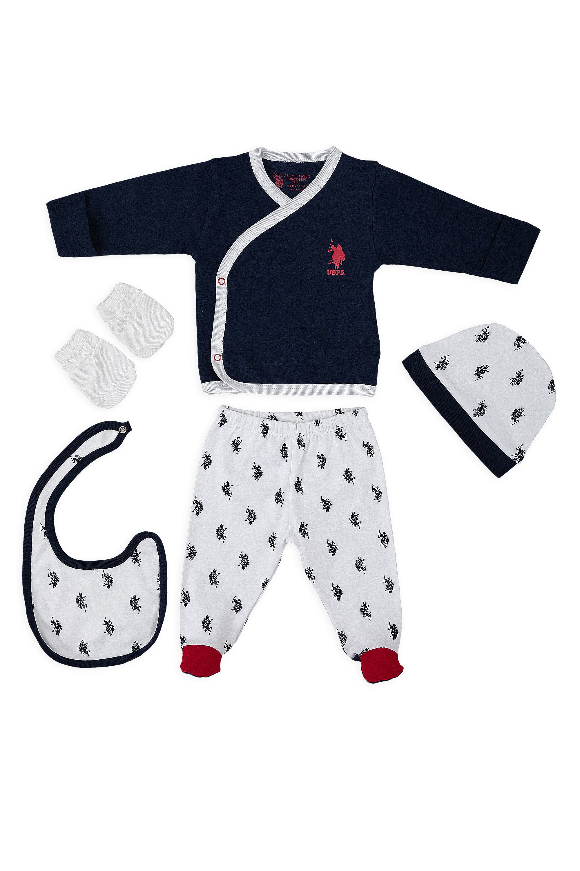 U.S. Polo Assn. Set cinci piese pentru nou-nascuti, Bleumarin