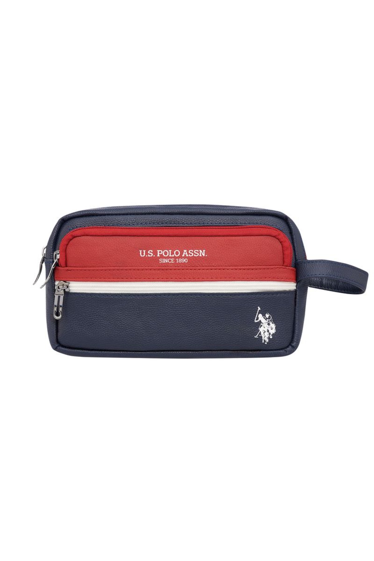 U.S. Polo Assn., Geanta de piele ecologica cu maner, Rosu, Bleumarin