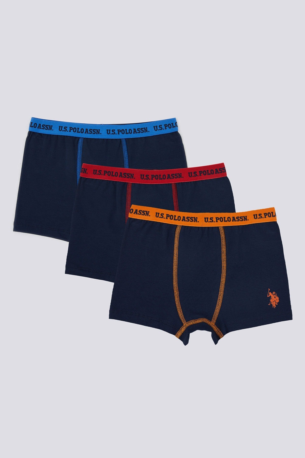 U.S. Polo Assn., Set de boxeri cu banda logo in talie, pentru copii - 3 perechi