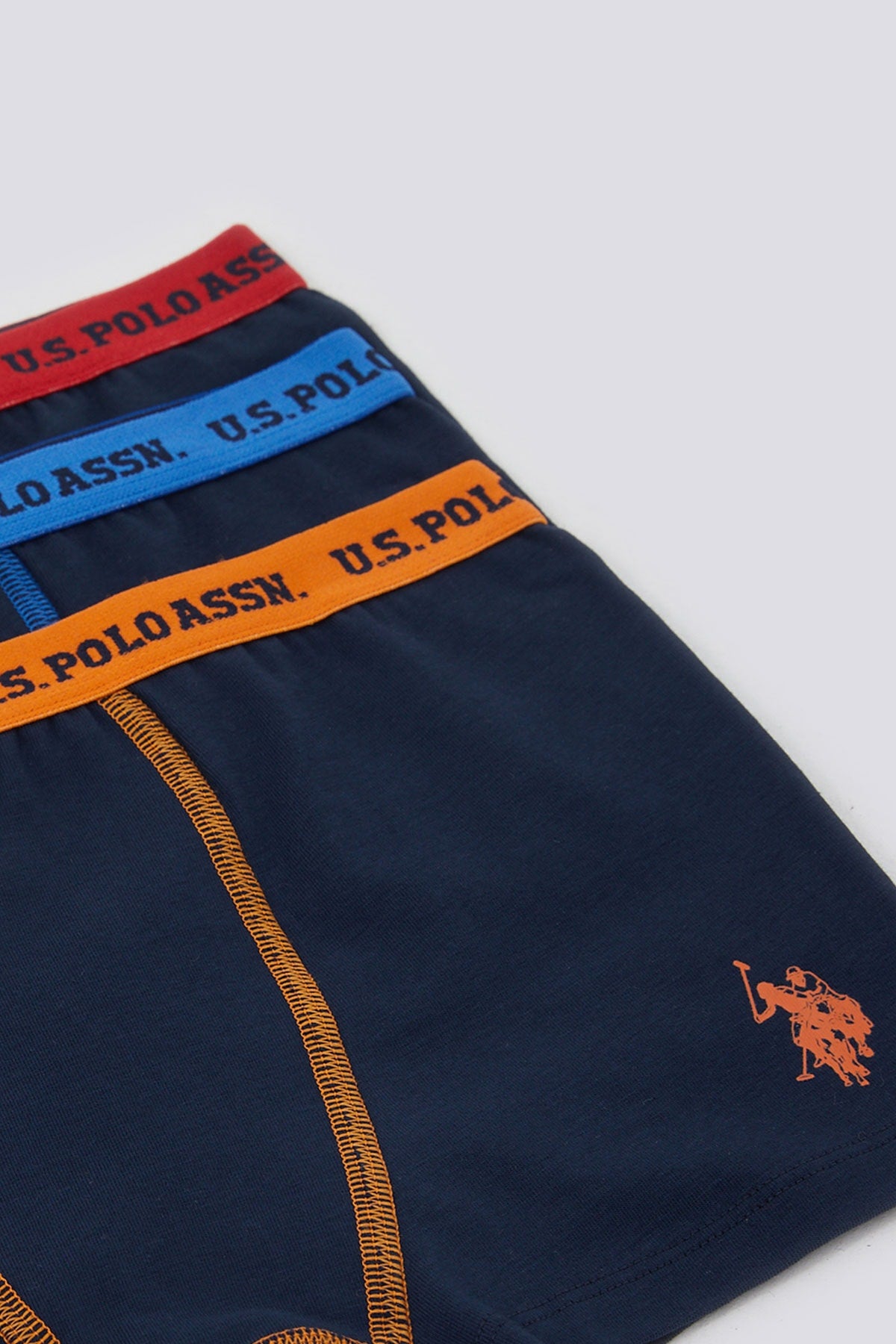 U.S. Polo Assn., Set de boxeri cu banda logo in talie, pentru copii - 3 perechi