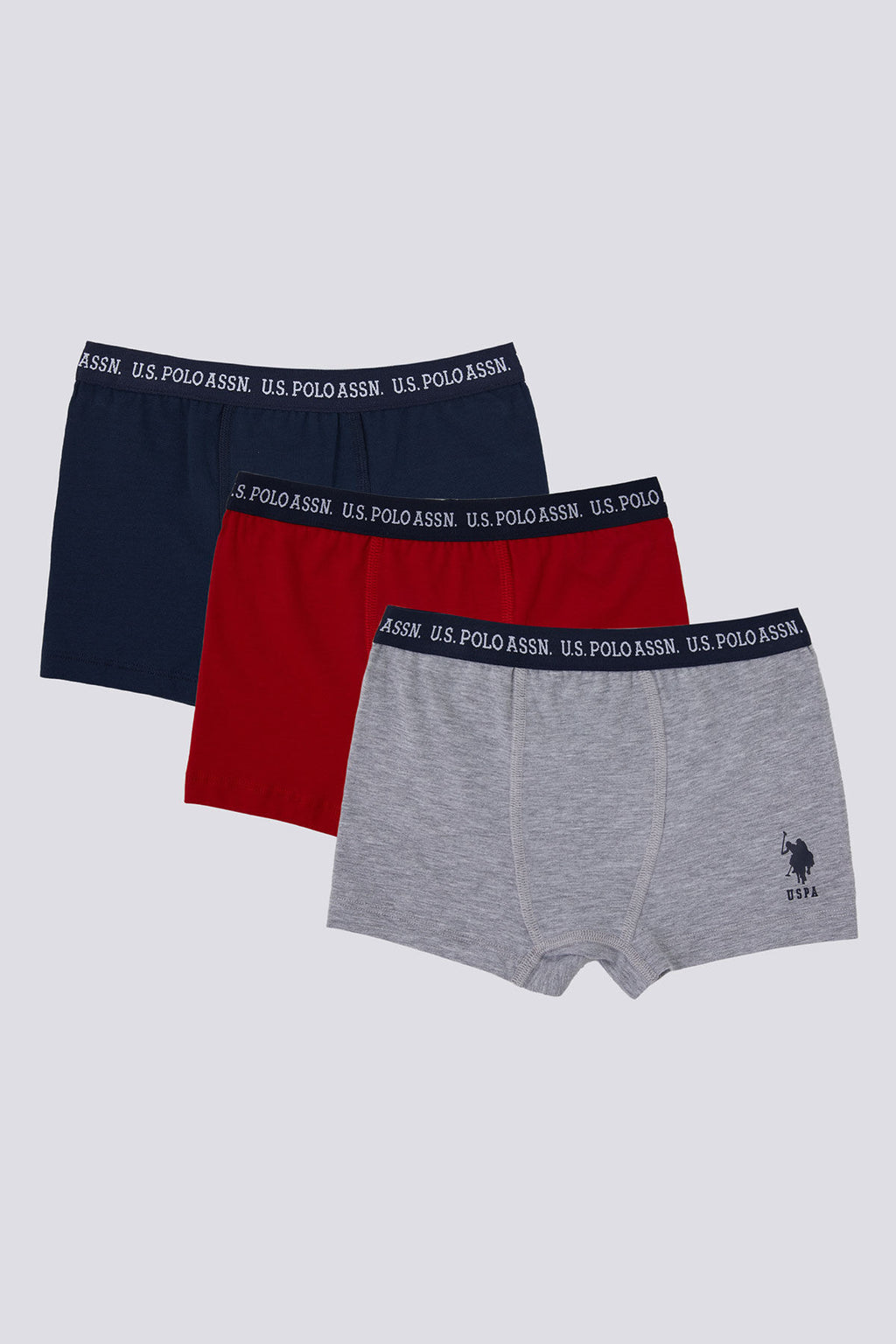 U.S. Polo Assn., Set de boxeri cu banda logo in talie, pentru copii - 3 perechi