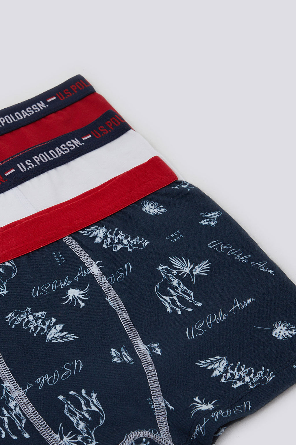 U.S. Polo Assn., Set de boxeri cu banda logo in talie, pentru copii - 3 perechi