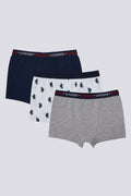 U.S. Polo Assn., Set de boxeri cu banda logo in talie, pentru copii - 3 perechi