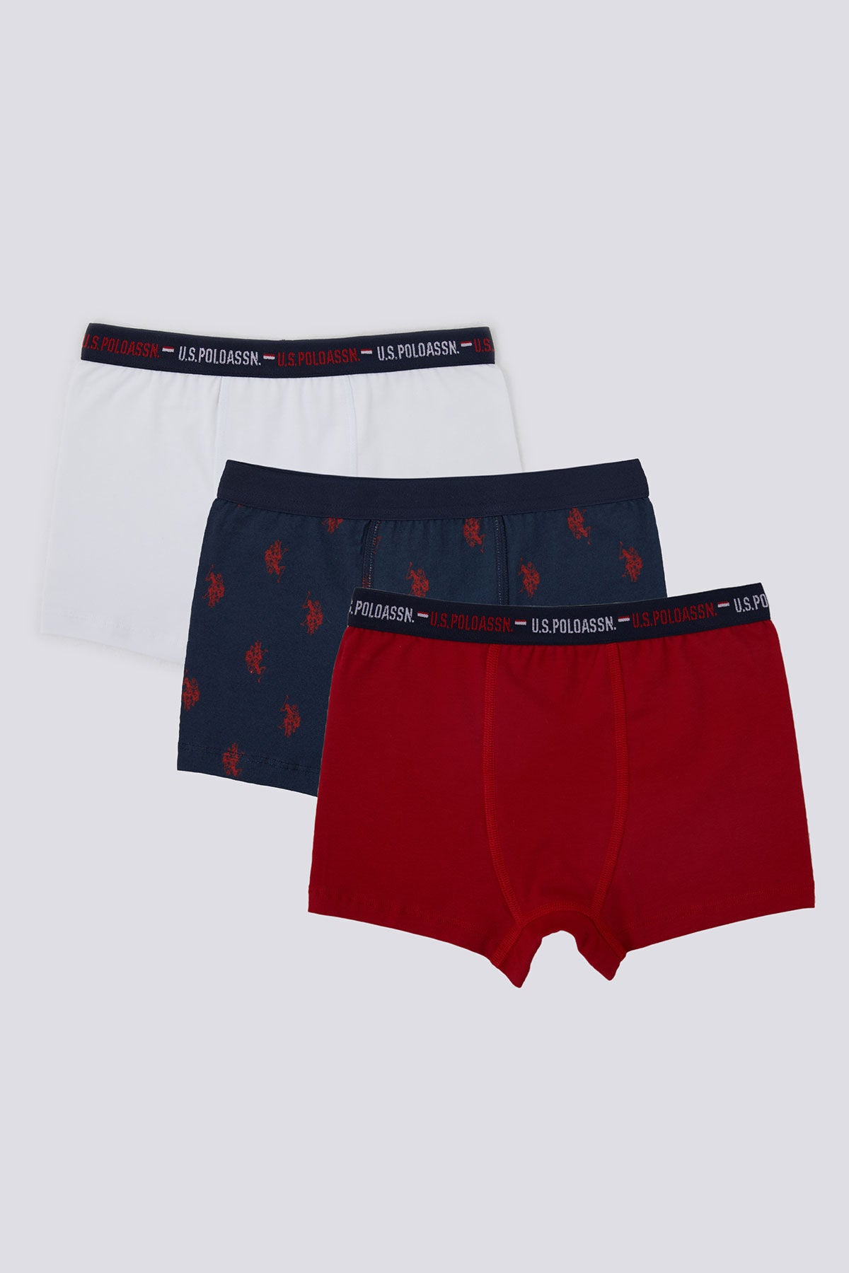 U.S. Polo Assn., Set de boxeri cu banda logo in talie, pentru copii - 3 perechi
