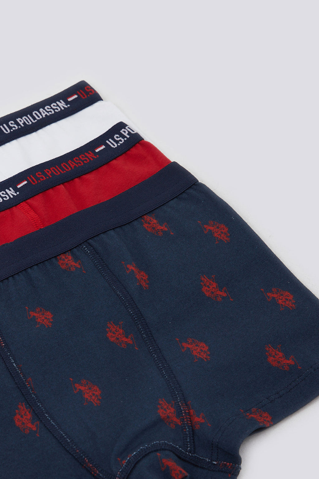 U.S. Polo Assn., Set de boxeri cu banda logo in talie, pentru copii - 3 perechi