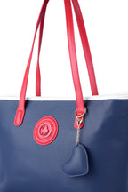 U.S. Polo Assn., Geanta shopper de piele ecologica cu fermoar, Rosu, Alb, Bleumarin