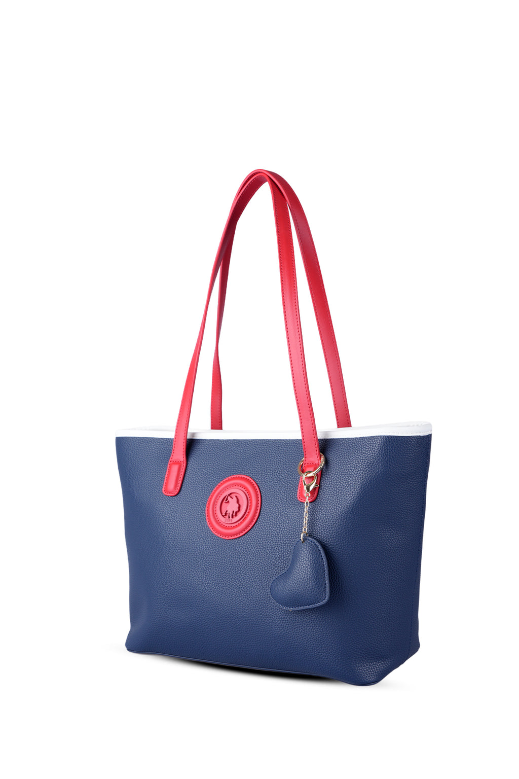 U.S. Polo Assn., Geanta shopper de piele ecologica cu fermoar, Rosu, Alb, Bleumarin