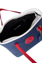 U.S. Polo Assn., Geanta shopper de piele ecologica cu fermoar, Rosu, Alb, Bleumarin