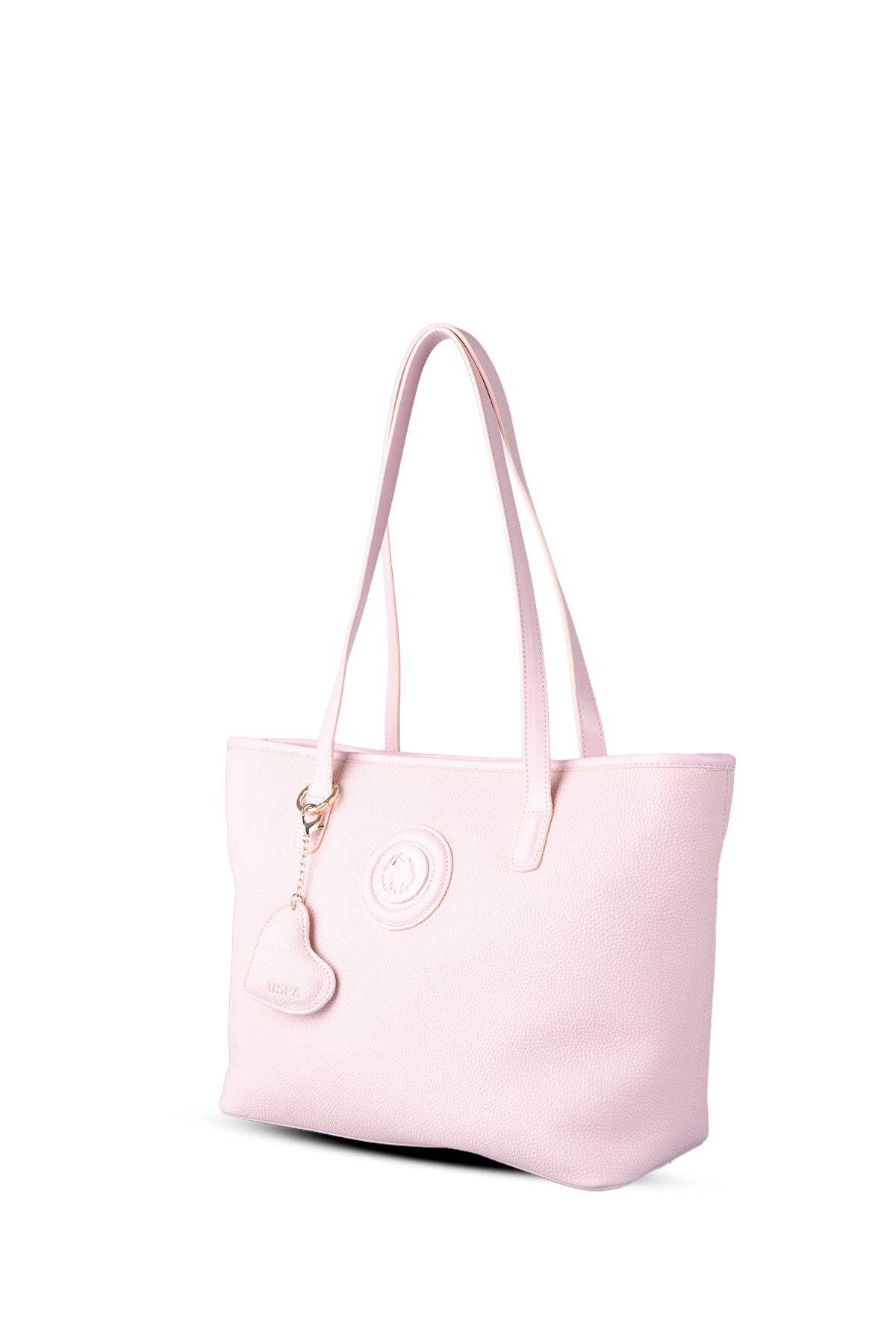 U.S. Polo Assn., Geanta shopper de piele ecologica cu fermoar, Roz pastel