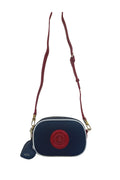 U.S. Polo Assn., Geanta crossbody de piele ecologica, Rosu, Alb, Albastru inchis