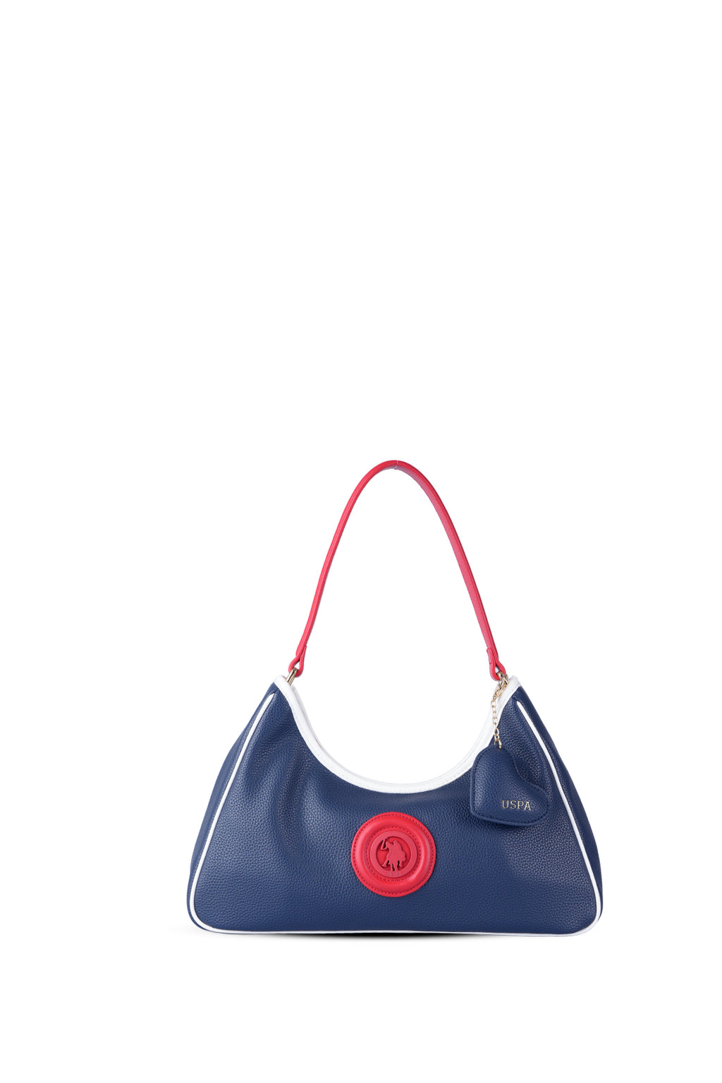 U.S. Polo Assn., Geanta de piele ecologica cu bareta de umar, Rosu, Alb, Bleumarin