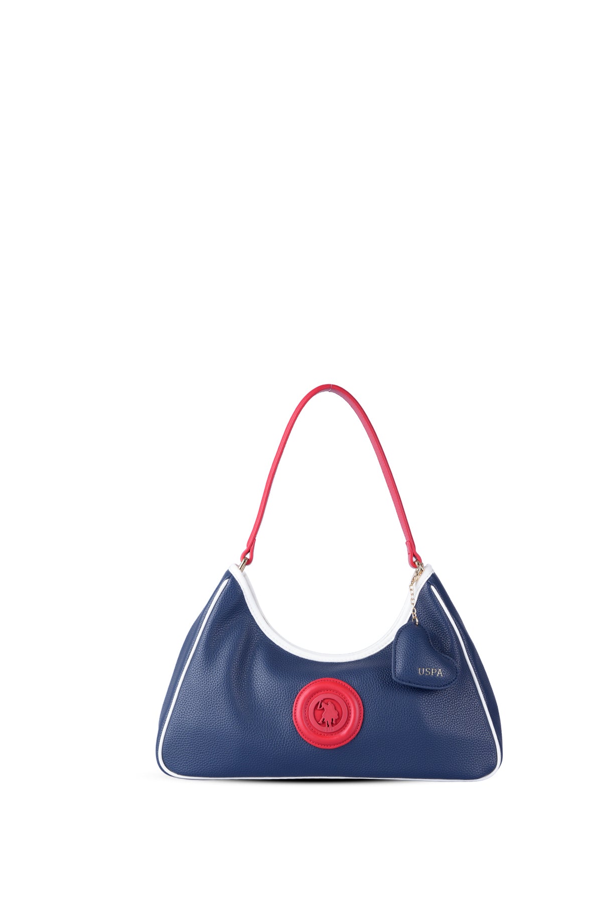 U.S. Polo Assn., Geanta de piele ecologica cu bareta de umar, Rosu, Alb, Bleumarin