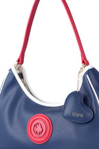 U.S. Polo Assn., Geanta de piele ecologica cu bareta de umar, Rosu, Alb, Bleumarin