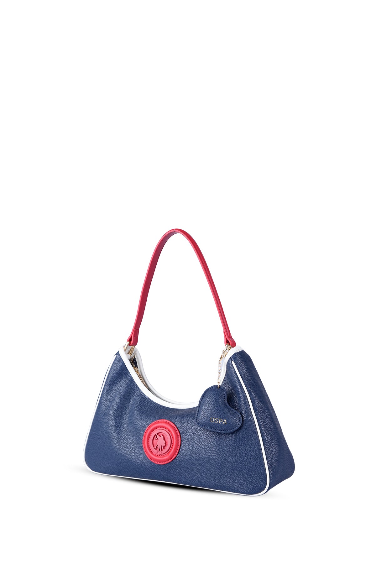 U.S. Polo Assn., Geanta de piele ecologica cu bareta de umar, Rosu, Alb, Bleumarin