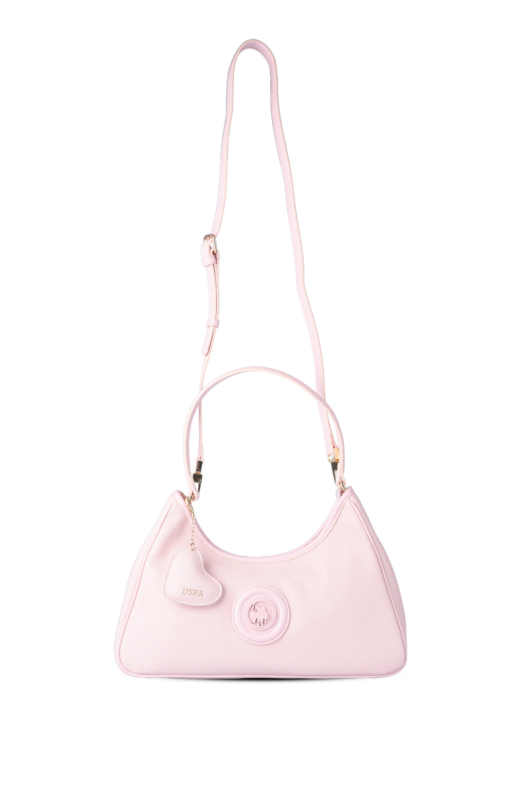 U.S. Polo Assn., Geanta de piele ecologica cu bareta de umar, Roz pastel
