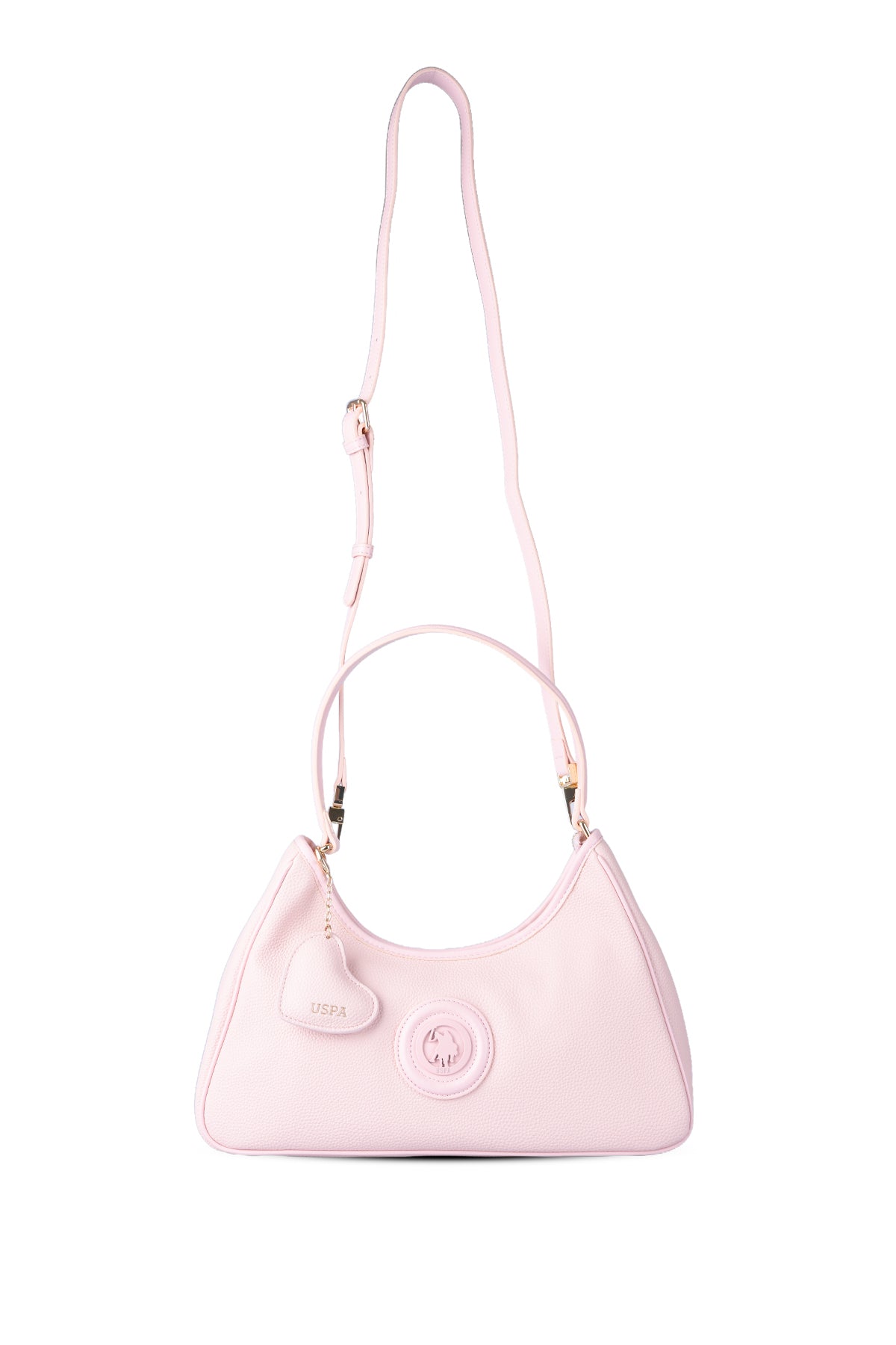 U.S. Polo Assn., Geanta de piele ecologica cu bareta de umar, Roz pastel