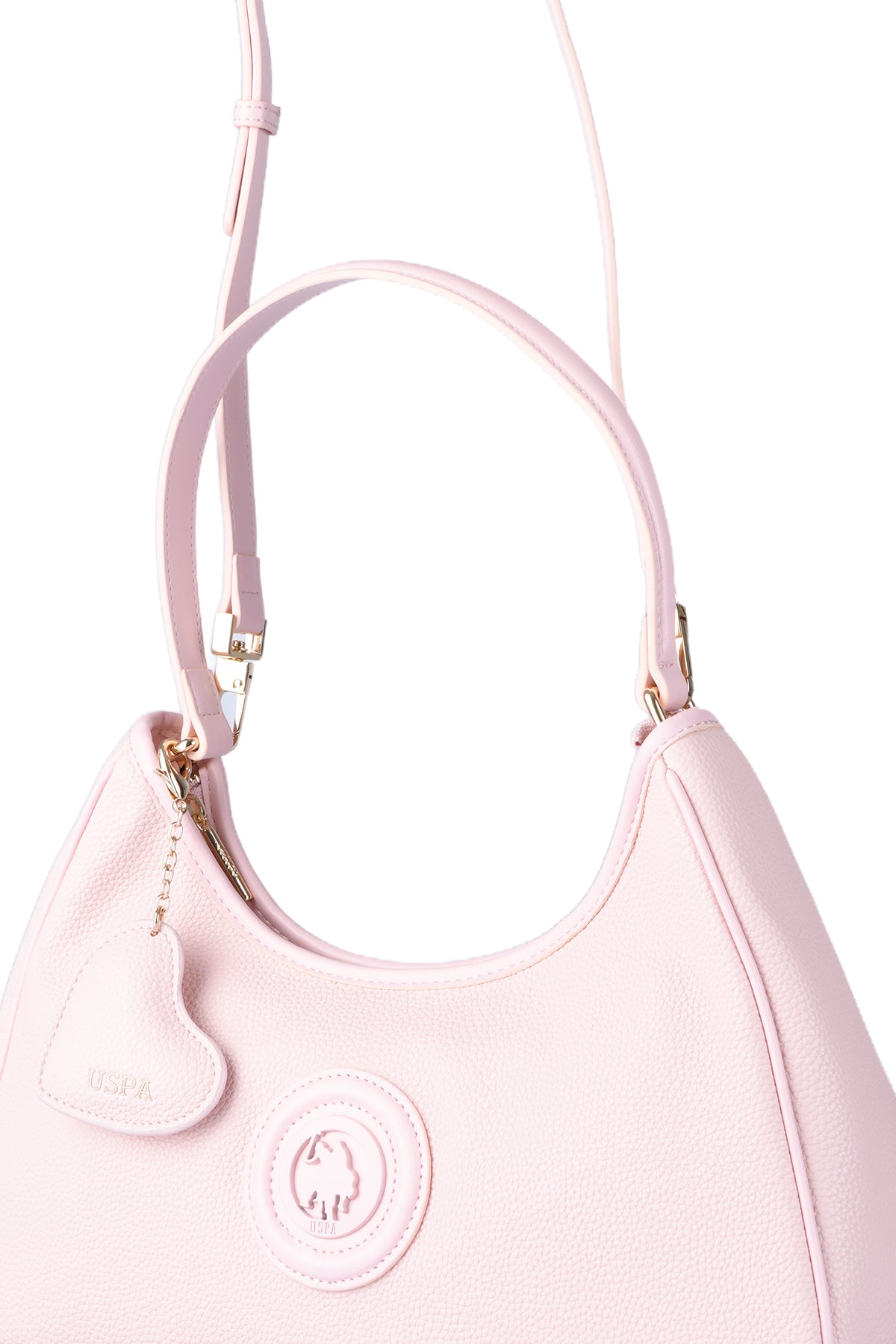 U.S. Polo Assn., Geanta de piele ecologica cu bareta de umar, Roz pastel